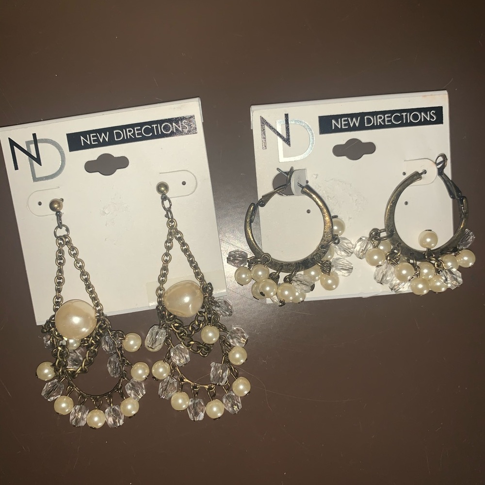 New Directions Crystal/Pearl Earrings